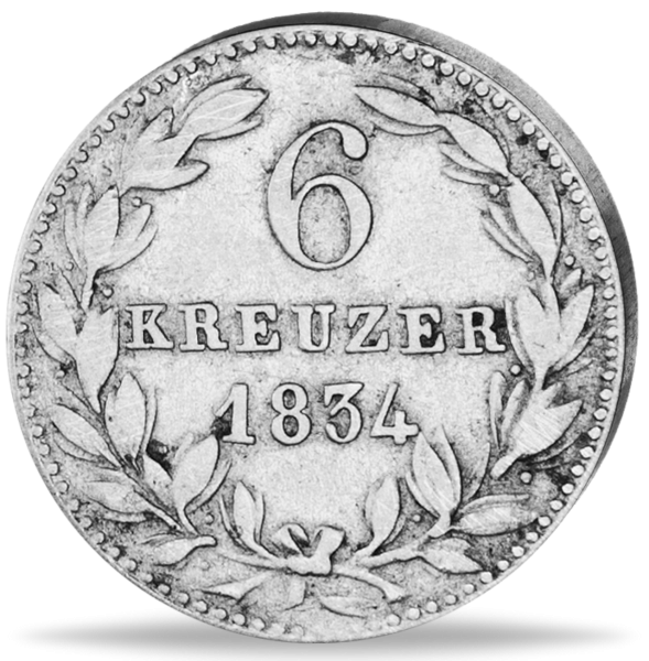 6 Kreuzer Wilhelm I. - Münze Vorderseite