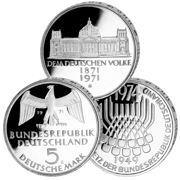 Bundesrepublik Deutschland, 3 x 5 DM 1971-1974 - Satzbild