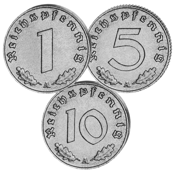 1+5+10 Reichspfennig 1944-Satz - Gruppenbild