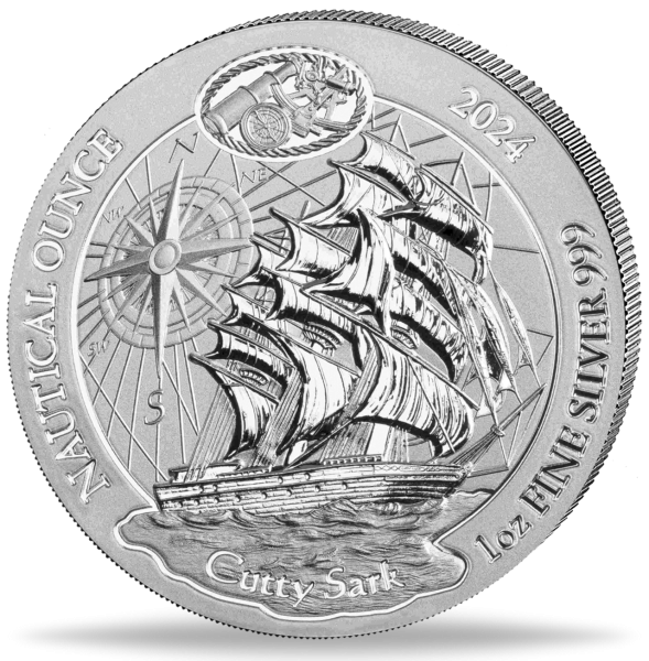 Ruanda 50 RWF. Nautical Ounce Cutty Sark 1 Unze Silber 2024 - Münze Vorderseite