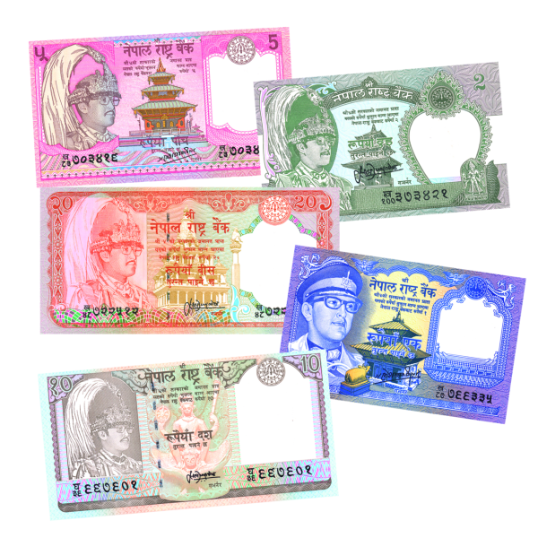 Banknotensatz Nepal - Gruppenbild