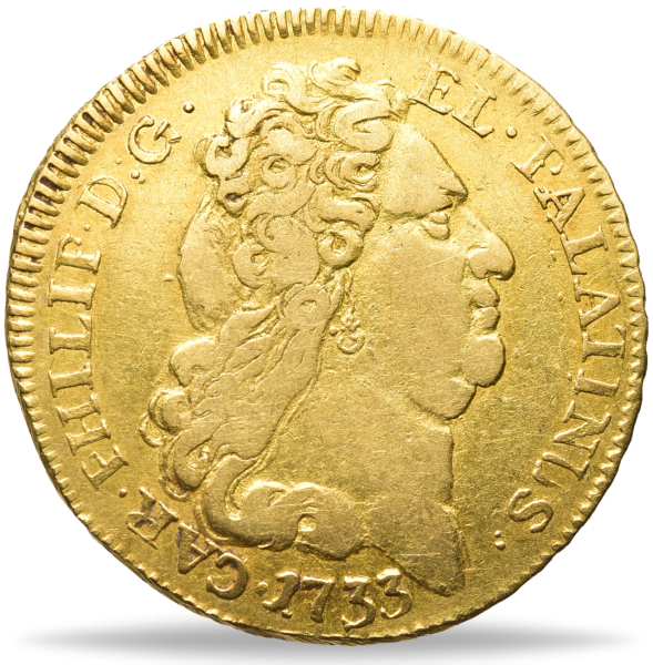 Pfalz-Neuburg, 1/2 Carolin 1733, Kurfürst Karl Philipp - Gold Münze Vorderseite