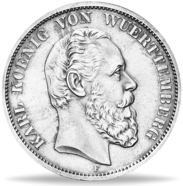 5 Mark Wuerttemberg Karl - Vorderseite Münze