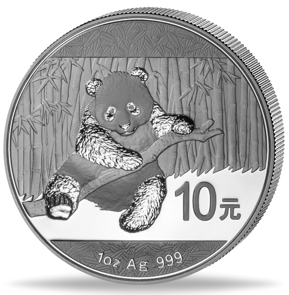 10 Yuan „Panda - 2014“ (1 Unze Silber) - Münze Vorderseite