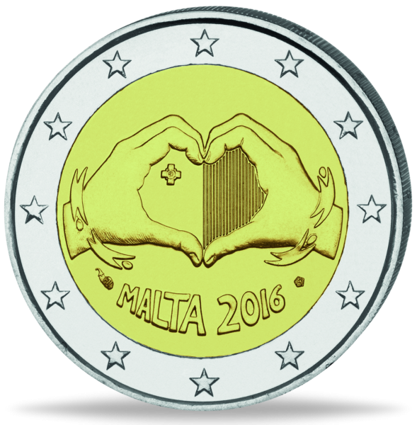 2 Euro Liebe, Malta, 2016, bfr., Coincard - Münze Vorderseite