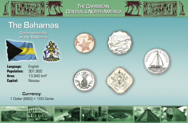 56 Cent Kursmuenzensatz Bahamas - Sammelmappe