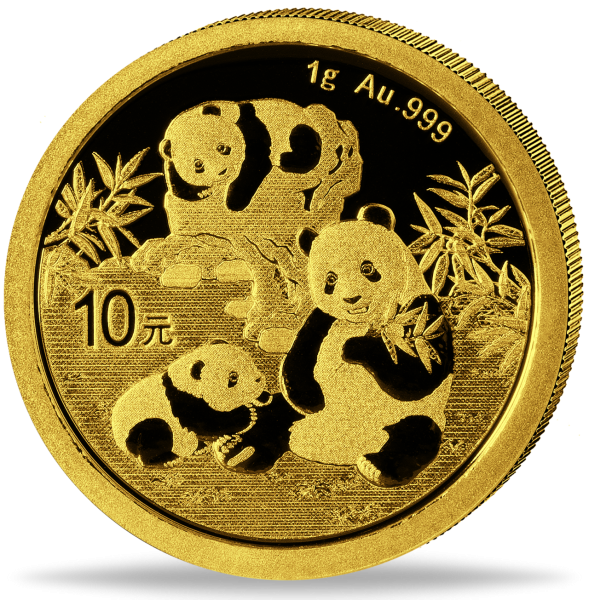 China 10 Yuan Panda 1 g Gold 2025 - Münze Vorderseite