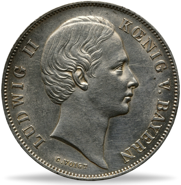 Bayern, Gulden 1865, König Ludwig II. Münze Vorderseite