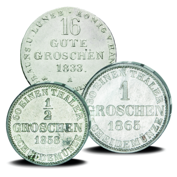 Groschen-Satz „Niedersachsen-Ross“ (1/2, 1 und 16 Groschen) - Silber